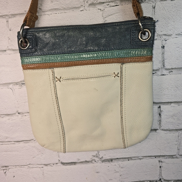 The Sak Cream and Brown Crossbody Bag With Green Navy Acceny - Picture 4 of 8